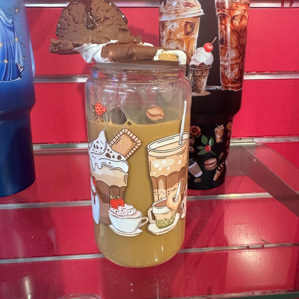 Decorative Coffee-Themed Glass Jar